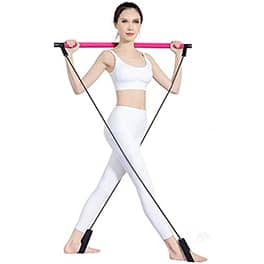 barra de pilates con bandas