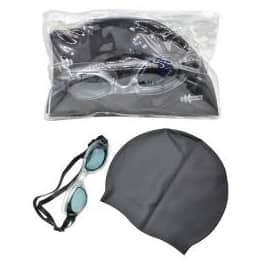 Lente natación con gorra silicona negra
