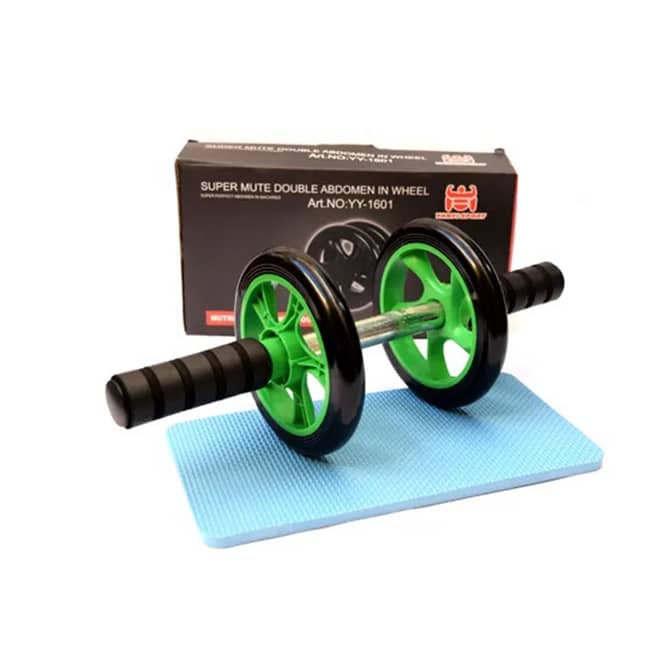 Rueda doble para ejercicio con mini alfombra